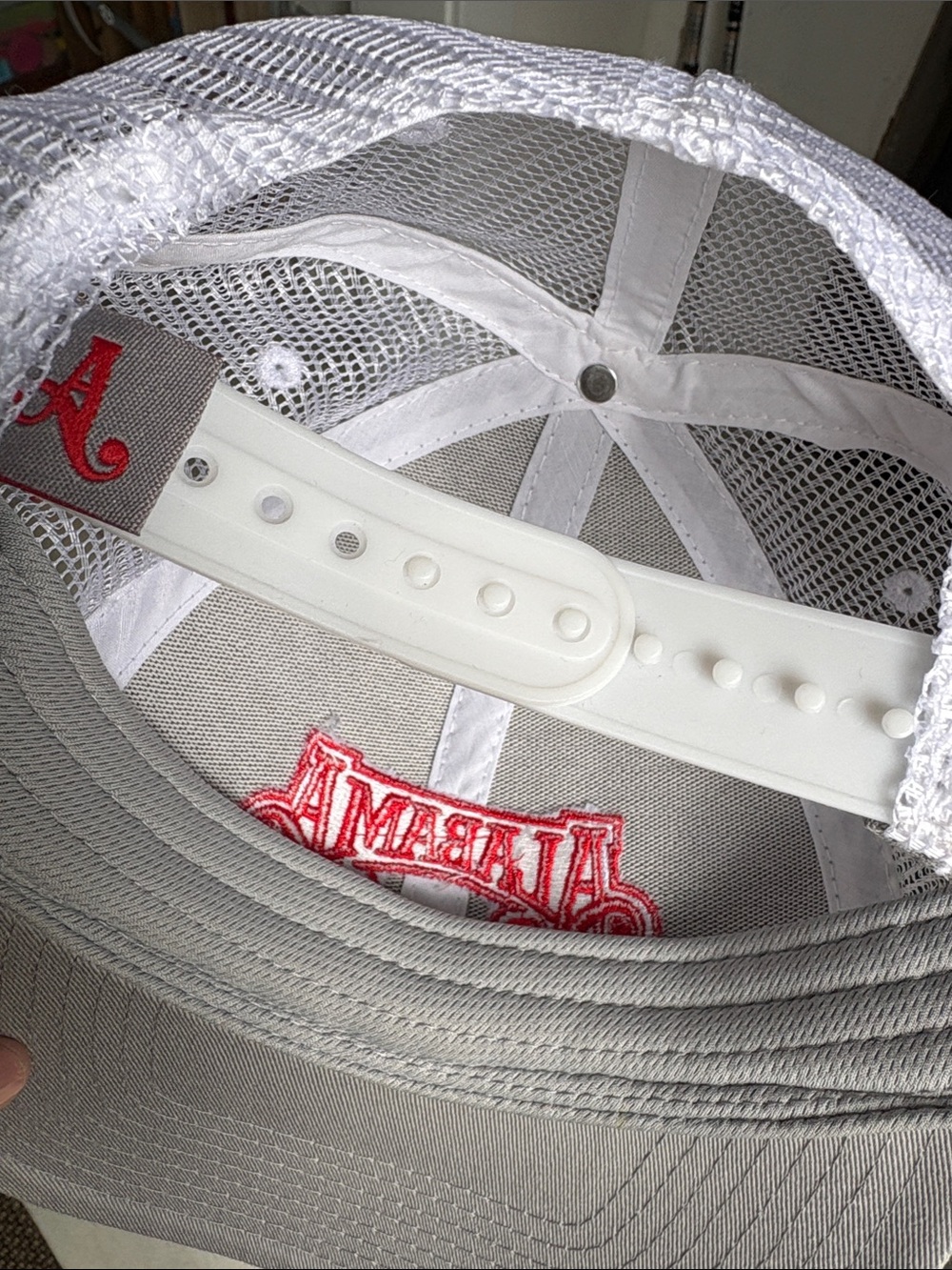 Alabama Script Logo Trucker Hat in Light Gray and White - Picture 3 of 5